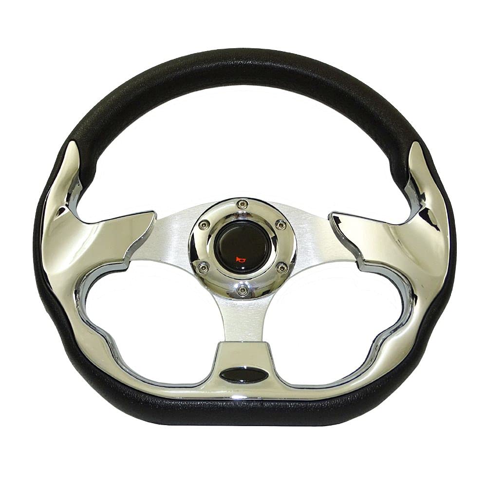 Lenkrad Auto,Sportlenkrad Universal 13 "320mm Racing Sportwagen Lenkrad mit Hupenknopf Kohlefaser(Chrome) von GBSONGJIN