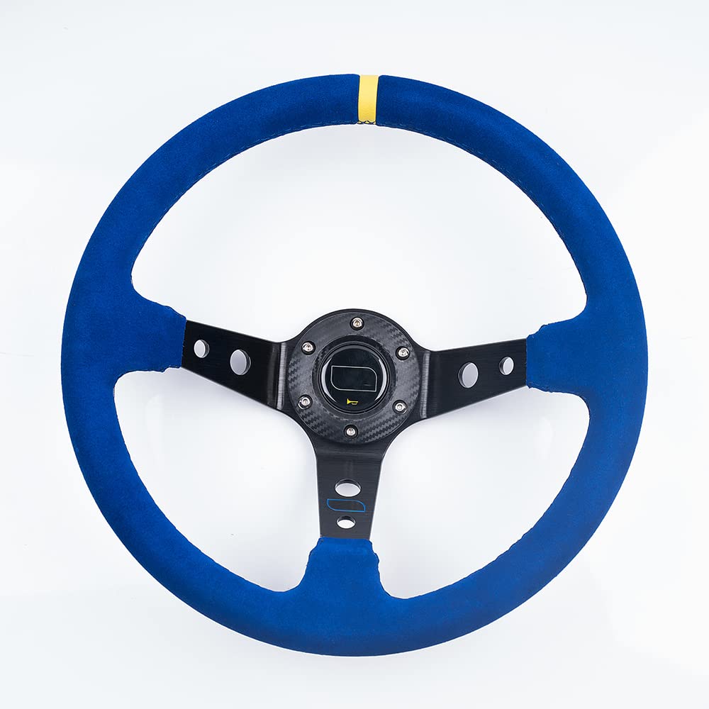Lenkrad Auto,Sportlenkrad Universal 14 Zoll 350mm Auto Racing Lenkräder Deep Mais Drifting Sport Lenkrad(Blue) von GBSONGJIN
