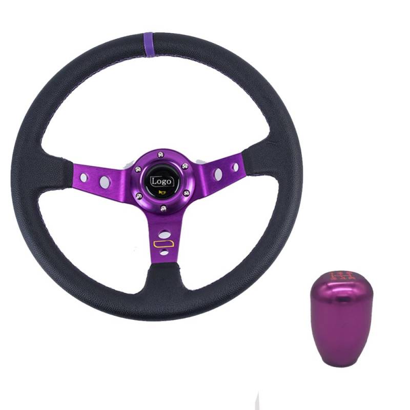 Lenkrad Auto,Sportlenkrad Universal 14 Zoll 350mm PVC. Auto Racing-Lenkräder Tiefmais driftet Sportlenkrad mit Umschaltknopf(B) von GBSONGJIN