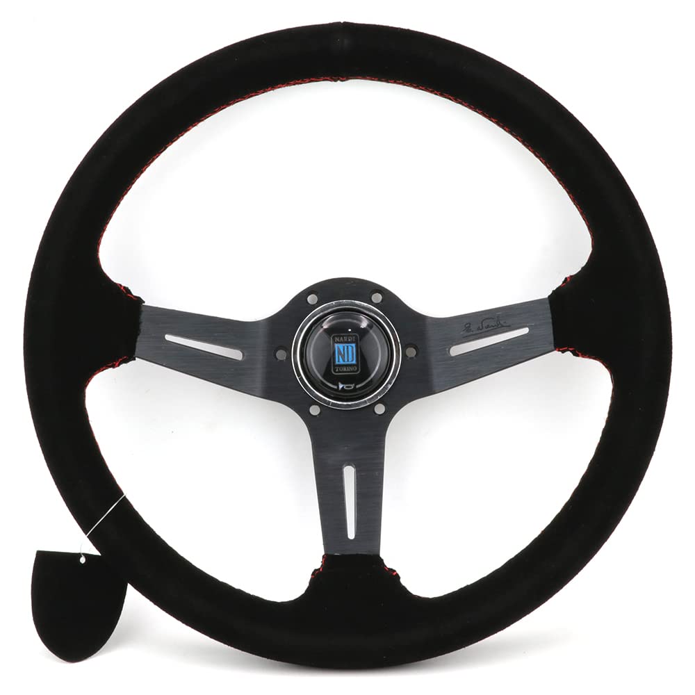 Lenkrad Auto,Sportlenkrad Universal 14-Zoll-Leder-Lenkrad-Drift-Sport-Lenkräder(Black) von GBSONGJIN