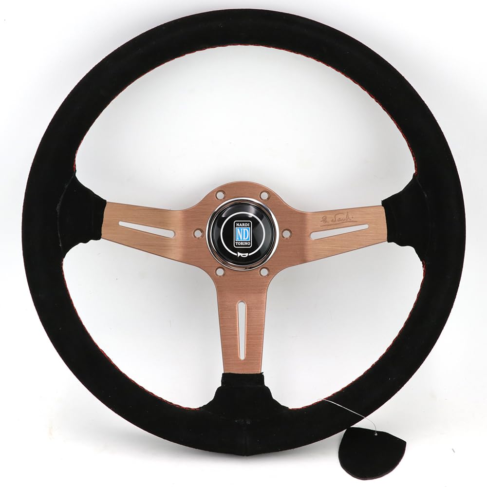 Lenkrad Auto,Sportlenkrad Universal 14-Zoll-Leder-Lenkrad-Drift-Sport-Lenkräder(Titanium) von GBSONGJIN