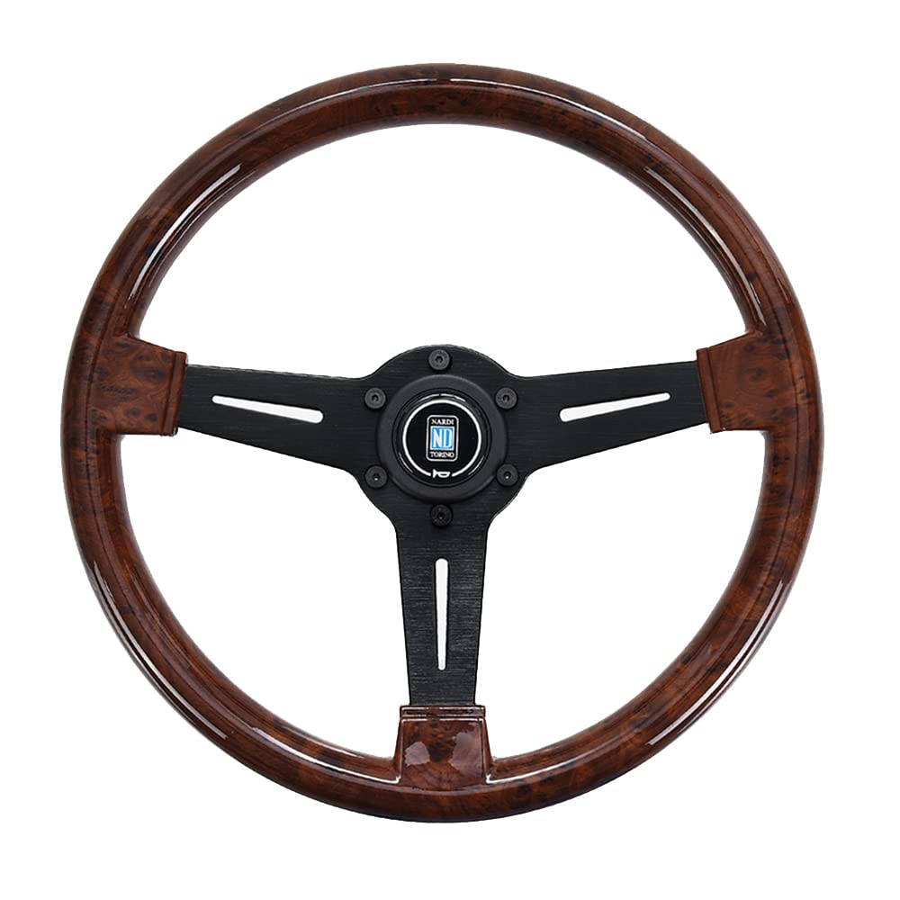 Lenkrad Auto,Sportlenkrad Universal-14-Zoll-Retro Holzmaserung Auto Racing Lenkräder Tief Corn Driften ABS Sport-Lenkrad(A) von GBSONGJIN
