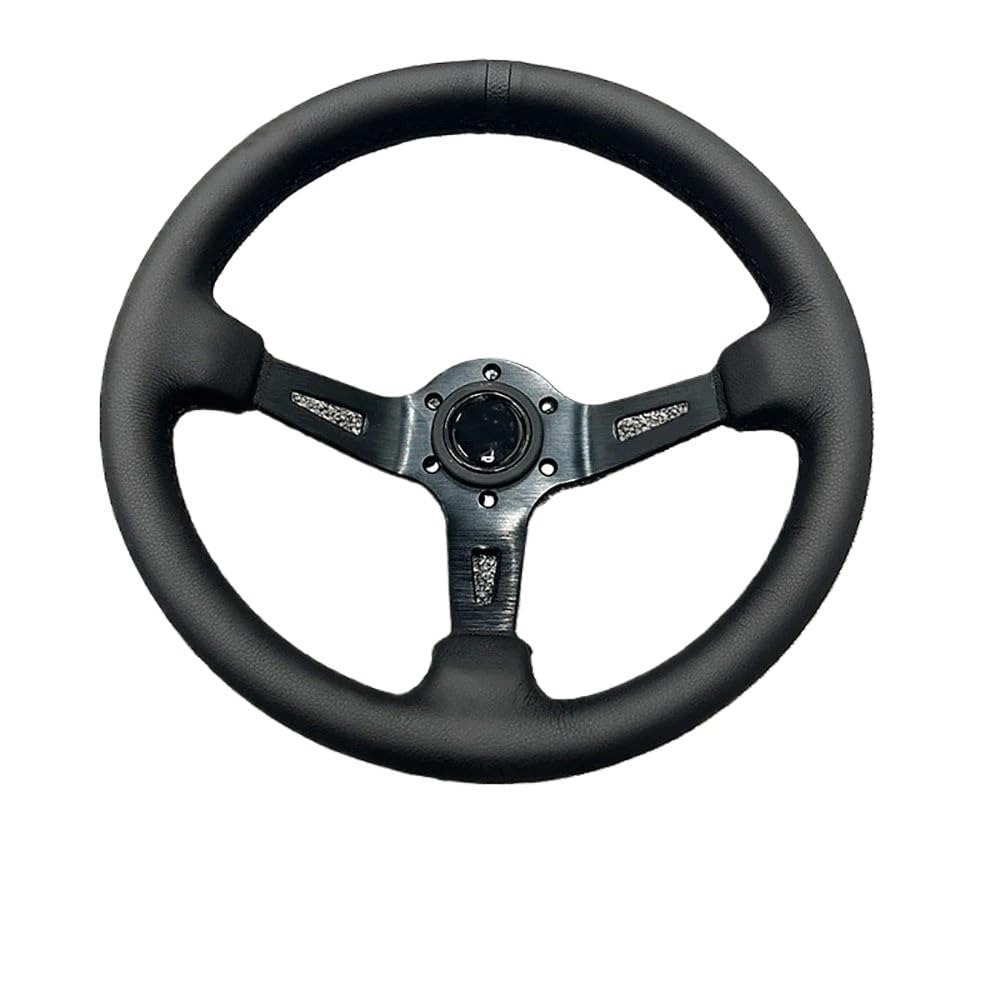 Lenkrad Auto,Sportlenkrad Universal Lederlenkrad 13 Zoll Tiefe Lenkrad Accesorios Auto(Black) von GBSONGJIN