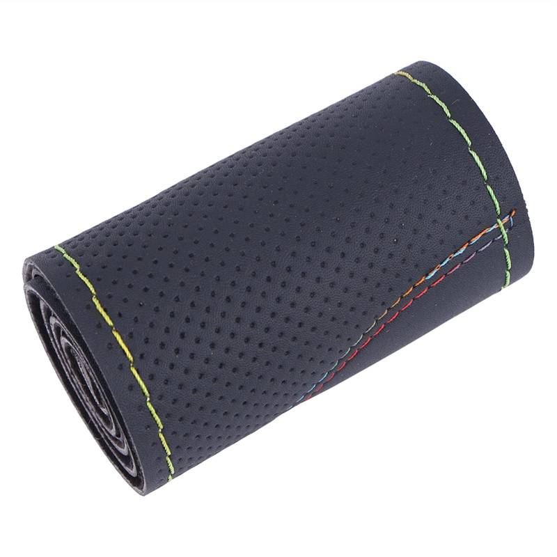 Lenkradbezug,Lenkradbezug Leder DIY Auto Lenkradabdeckung Universal 38cm Flechtabdeckung für Lenkrad Atmungsaktives und rutschfestes Autolenkrad(Colored Thread) von GBSONGJIN