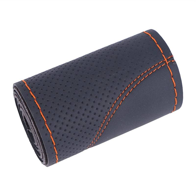 Lenkradbezug,Lenkradbezug Leder DIY Auto Lenkradabdeckung Universal 38cm Flechtabdeckung für Lenkrad Atmungsaktives und rutschfestes Autolenkrad(Orange Line) von GBSONGJIN