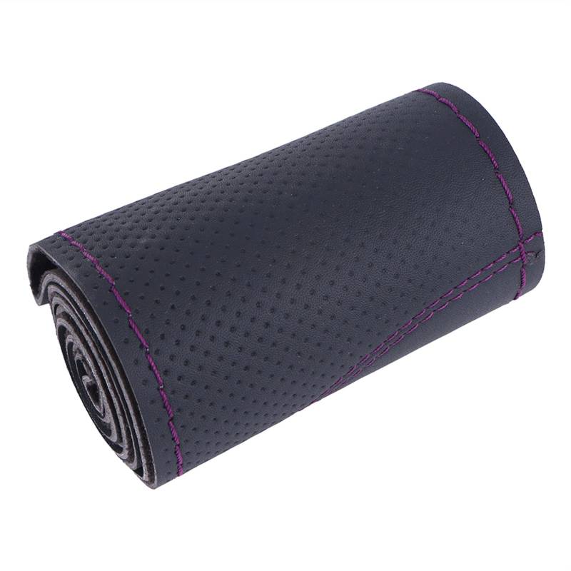 Lenkradbezug,Lenkradbezug Leder DIY Auto Lenkradabdeckung Universal 38cm Flechtabdeckung für Lenkrad Atmungsaktives und rutschfestes Autolenkrad(Purple Line) von GBSONGJIN