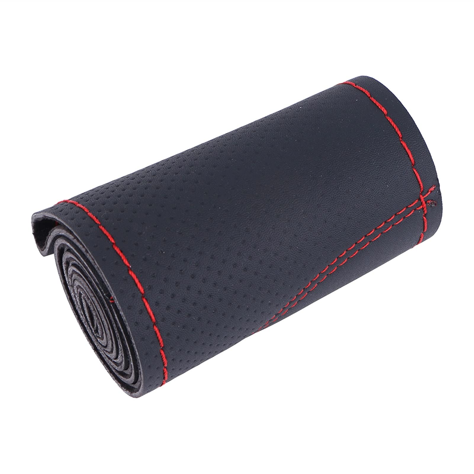 Lenkradbezug,Lenkradbezug Leder DIY Auto Lenkradabdeckung Universal 38cm Flechtabdeckung für Lenkrad Atmungsaktives und rutschfestes Autolenkrad(Red Line) von GBSONGJIN