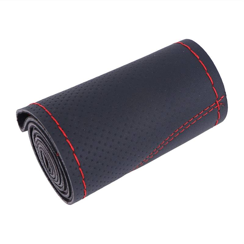 Lenkradbezug,Lenkradbezug Leder DIY Auto Lenkradabdeckung Universal 38cm Flechtabdeckung für Lenkrad Atmungsaktives und rutschfestes Autolenkrad(Red Line) von GBSONGJIN