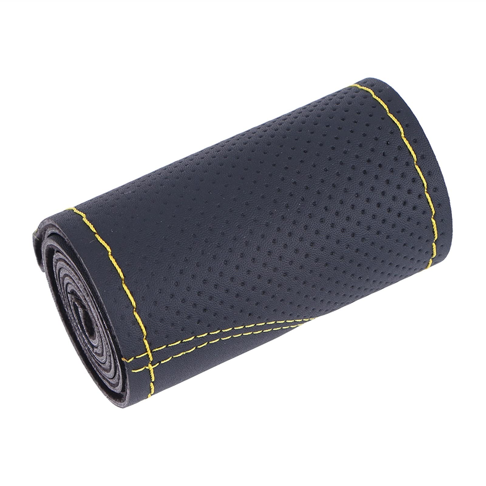 Lenkradbezug,Lenkradbezug Leder DIY Auto Lenkradabdeckung Universal 38cm Flechtabdeckung für Lenkrad Atmungsaktives und rutschfestes Autolenkrad(Yellow Thread) von GBSONGJIN