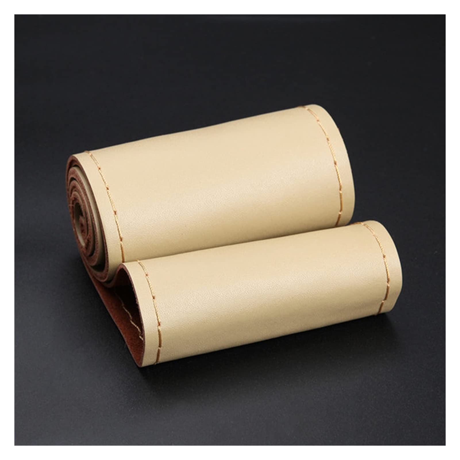 Lenkradbezug,Lenkradbezug Leder Echtes Leder Lenkrad Abdeckung Atmungsaktiv Komfortable DIY Hand Nähen Auto Lenkrad Farbengehäuse Passend Für Auto SUV(Beige) von GBSONGJIN