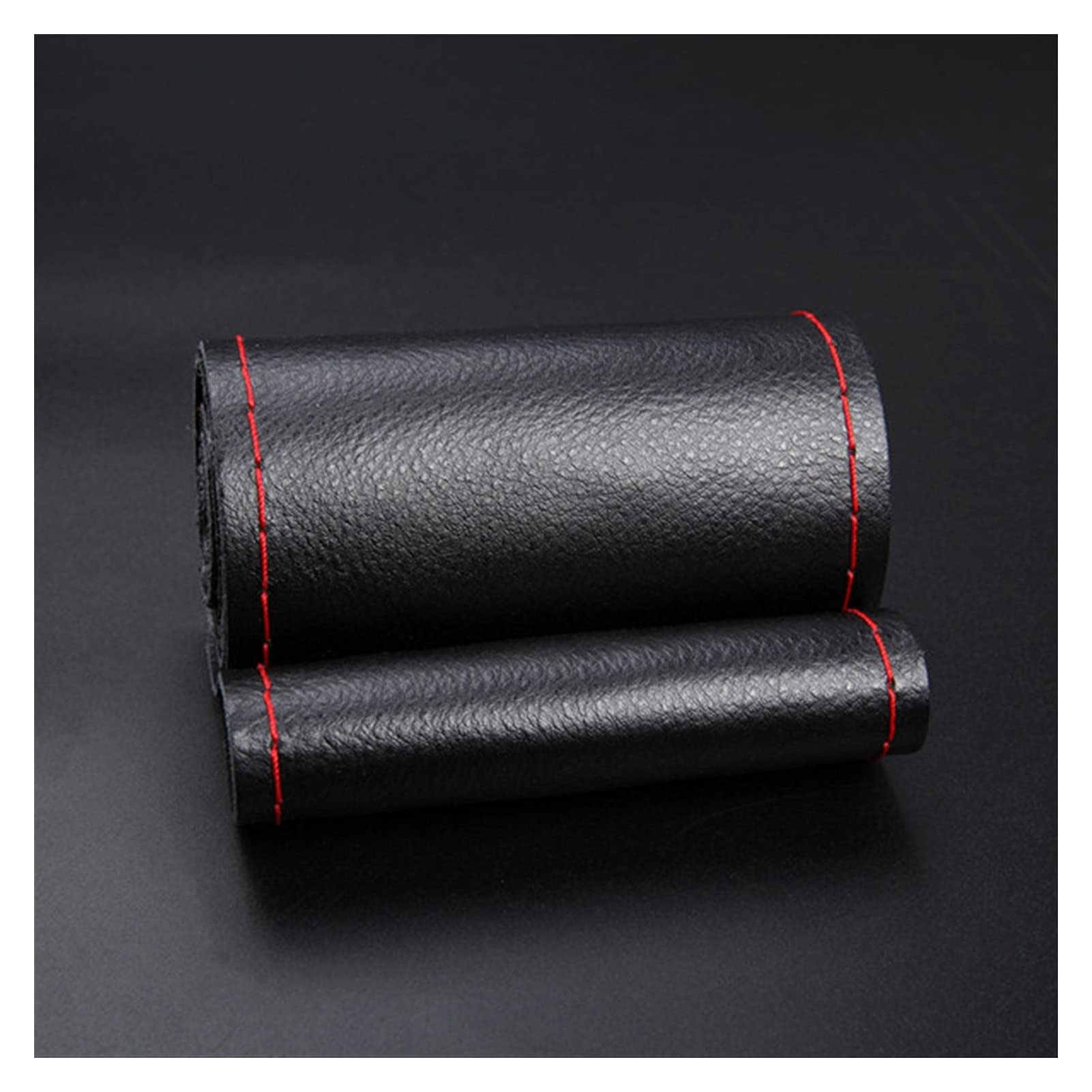 Lenkradbezug,Lenkradbezug Leder Echtes Leder Lenkrad Abdeckung Atmungsaktiv Komfortable DIY Hand Nähen Auto Lenkrad Farbengehäuse Passend Für Auto SUV(Black red) von GBSONGJIN