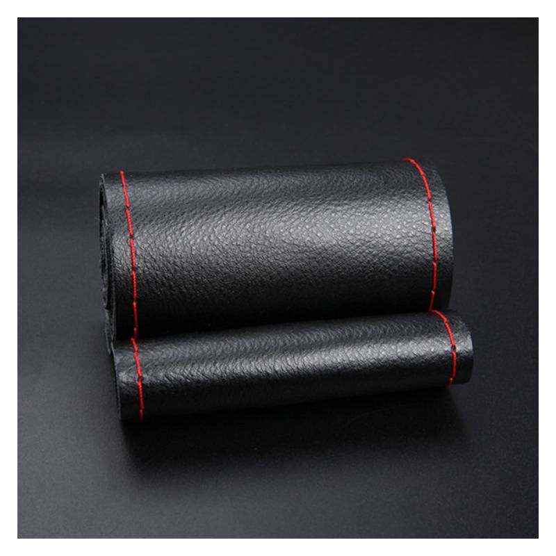 Lenkradbezug,Lenkradbezug Leder Echtes Leder Lenkrad Abdeckung Atmungsaktiv Komfortable DIY Hand Nähen Auto Lenkrad Farbengehäuse Passend Für Auto SUV(Black red) von GBSONGJIN