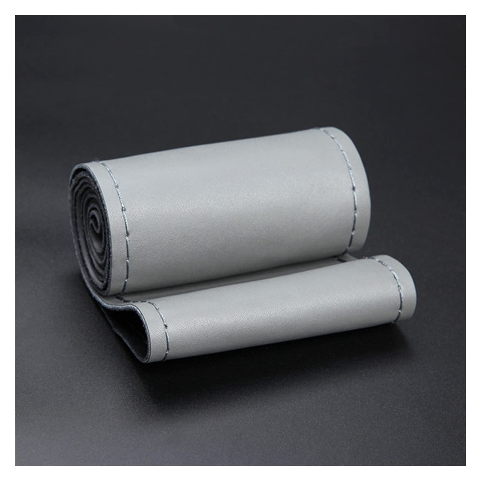 Lenkradbezug,Lenkradbezug Leder Echtes Leder Lenkrad Abdeckung Atmungsaktiv Komfortable DIY Hand Nähen Auto Lenkrad Farbengehäuse Passend Für Auto SUV(Gray) von GBSONGJIN