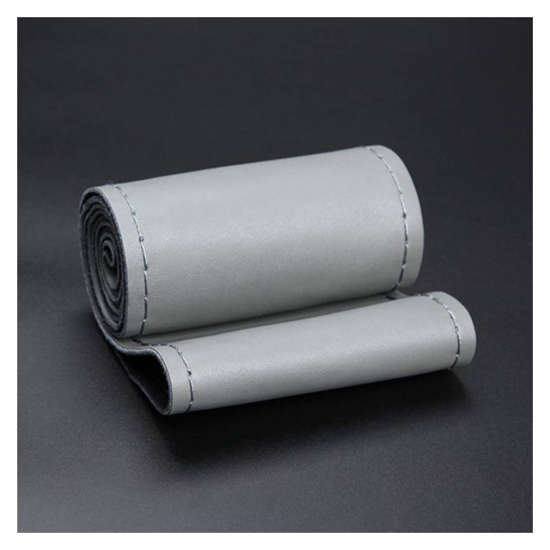 Lenkradbezug,Lenkradbezug Leder Echtes Leder Lenkrad Abdeckung Atmungsaktiv Komfortable DIY Hand Nähen Auto Lenkrad Farbengehäuse Passend Für Auto SUV(Gray) von GBSONGJIN