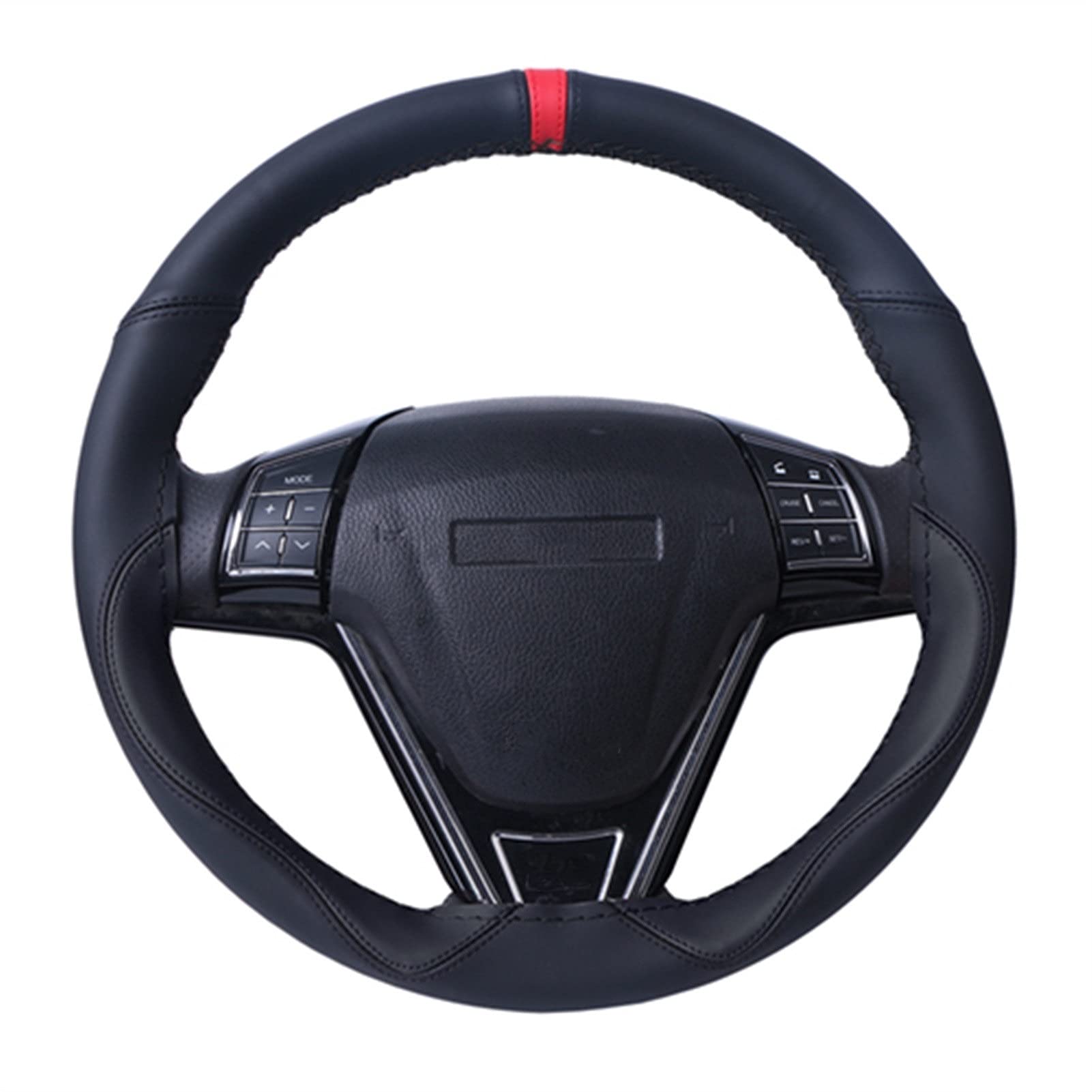 Lenkradbezug,Lenkradbezug Leder Universal Weiche Fibe Leder Lenkradabdeckung Autozubehör Sport Stil Lenkrad Geflecht Durable Lenkabdeckung 15 Zoll(Black red) von GBSONGJIN