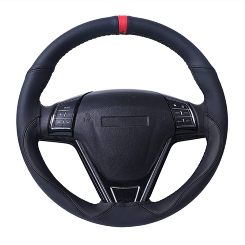 Lenkradbezug,Lenkradbezug Leder Universal Weiche Fibe Leder Lenkradabdeckung Autozubehör Sport Stil Lenkrad Geflecht Durable Lenkabdeckung 15 Zoll(Black red) von GBSONGJIN