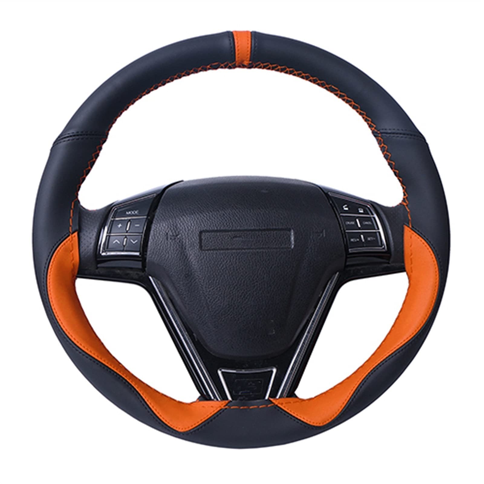 Lenkradbezug,Lenkradbezug Leder Universal Weiche Fibe Leder Lenkradabdeckung Autozubehör Sport Stil Lenkrad Geflecht Durable Lenkabdeckung 15 Zoll(Orange) von GBSONGJIN