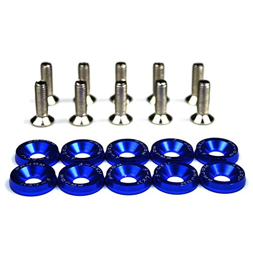 Radschraubenkappen,Radmuttern Kappen 10 stücke Farbe Auto Schraube M6 Waschmaschine Schraube HEX Fastener Modifikation Motor Konkave Schrauben Fender Waschmaschine Stoßstange for Auto(Blue) von GBSONGJIN