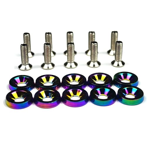 Radschraubenkappen,Radmuttern Kappen 10 stücke Farbe Auto Schraube M6 Waschmaschine Schraube HEX Fastener Modifikation Motor Konkave Schrauben Fender Waschmaschine Stoßstange for Auto(Colorful) von GBSONGJIN