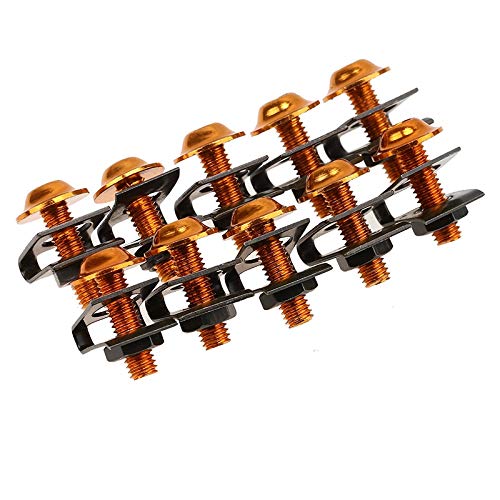 Radschraubenkappen,Radmuttern Kappen 10 teile/los Universal M6 6mm Motorrad Verkleidungskörper Bolzen Muttern Roller Geschwindigkeit Befestigungsklammern Schraubfeder Bolzen Muttern(Gold) von GBSONGJIN
