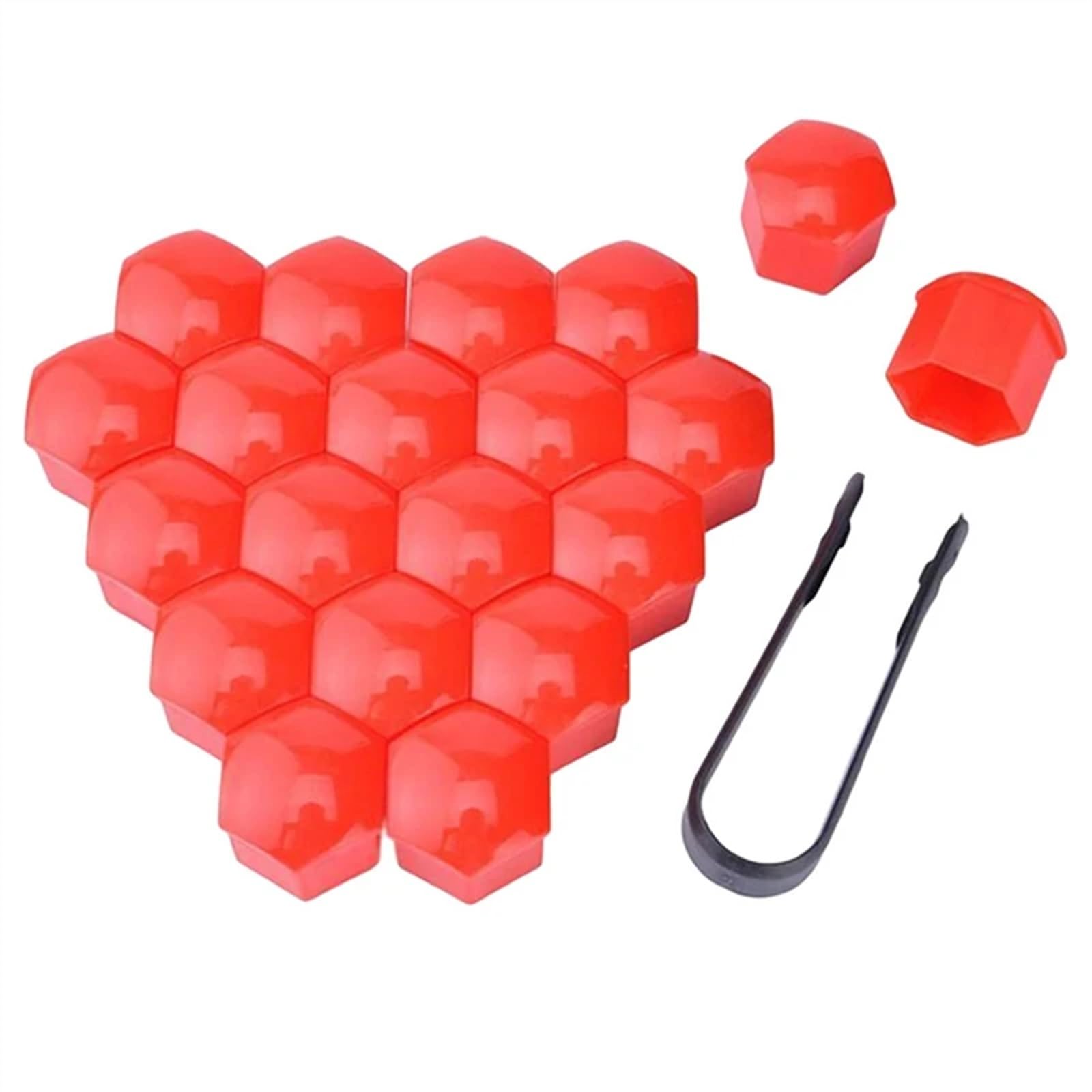 Radschraubenkappen,Radmuttern Kappen 17/19/21mm 20 Stücke Auto Radmutternkappen Schutzabdeckungen Kappen Rostschutz Auto Nabenschraubenabdeckung Auto Reifenmutter Bolzen Außendekoration(Red,19mm) von GBSONGJIN