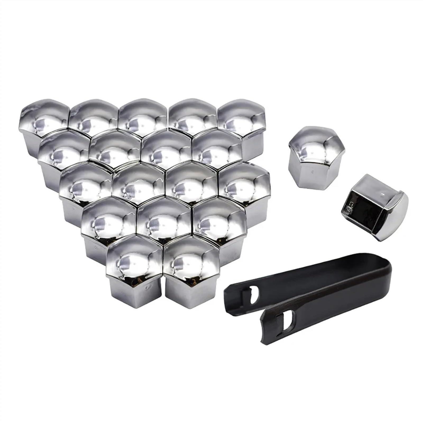 Radschraubenkappen,Radmuttern Kappen 17/19/21mm Radmutterkappe Rostfreier Autonaben-Autoreifen-Schraubverschluss Außendekoration Gewidmet Schutz(Silver,17MM) von GBSONGJIN