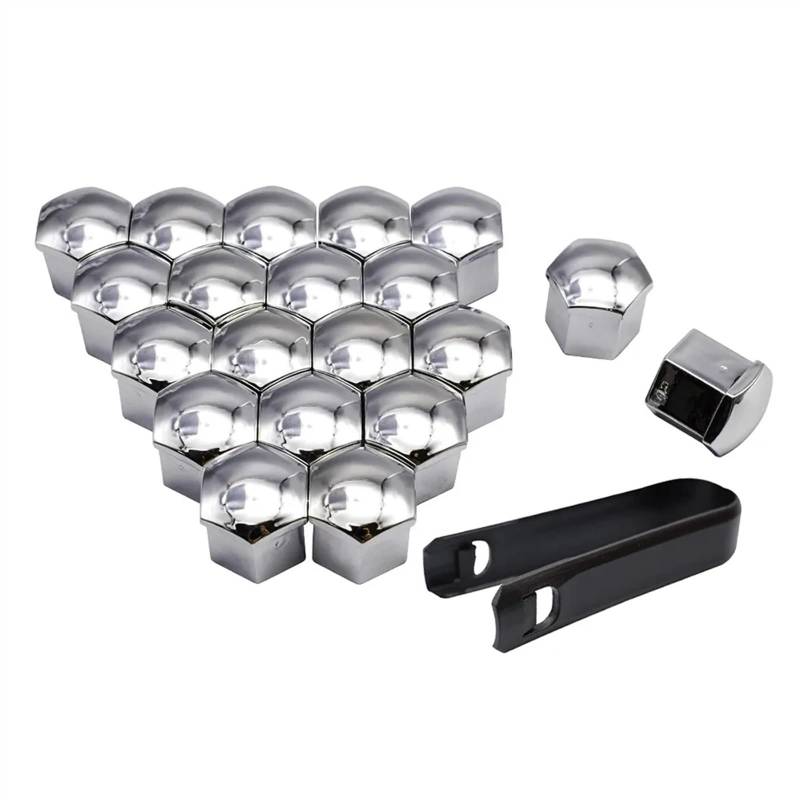 Radschraubenkappen,Radmuttern Kappen 17/19/21mm Radmutterkappe Rostfreier Autonaben-Autoreifen-Schraubverschluss Außendekoration Gewidmet Schutz(Silver,19MM) von GBSONGJIN