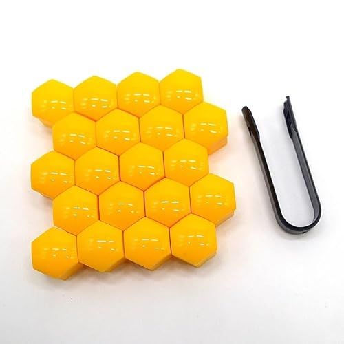 Radschraubenkappen,Radmuttern Kappen 17/19/21mm Radmutterkappe Rostfreier Autonaben-Autoreifen-Schraubverschluss Außendekoration Gewidmet Schutz(Yellow,17MM) von GBSONGJIN