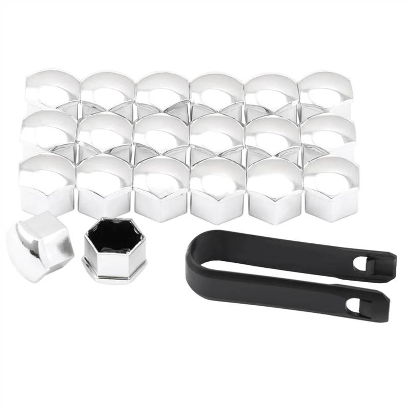 Radschraubenkappen,Radmuttern Kappen 17mm 20 Teile/los Rad Lug Bolt Zentrum Mutter Abdeckungen Zubehör(Silver) von GBSONGJIN