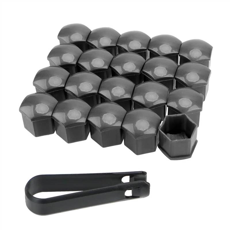 Radschraubenkappen,Radmuttern Kappen 20 Stück 17 mm 19 mm 21 mm Auto-Radmutterkappen Abdeckung Rostschutz Auto Reifennabenschraubenschutz Mutterndekoration mit schwarzem Clip(Gray 17mm) von GBSONGJIN