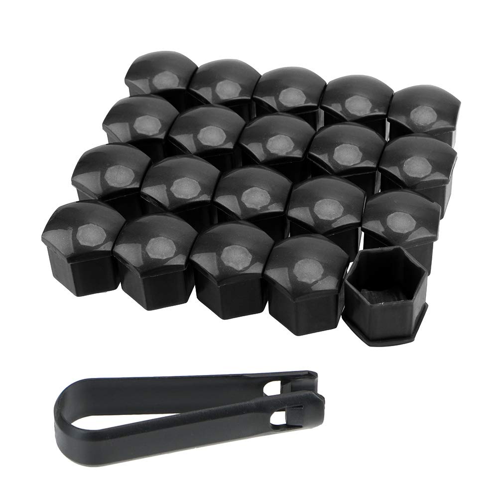 Radschraubenkappen,Radmuttern Kappen 20 stücke 17mm 19mm 21mm Radmutter Bolzen Kopf Abdeckkappe Schutzbolzen Mützen Außen Dekoration Schutz Bolzen Felgen Silber(Black,19mm 20pcs) von GBSONGJIN