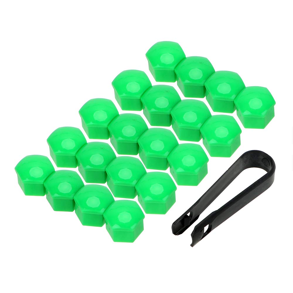 Radschraubenkappen,Radmuttern Kappen 20 stücke 17mm 19mm 21mm Radmutter Bolzen Kopf Abdeckkappe Schutzbolzen Mützen Außen Dekoration Schutz Bolzen Felgen Silber(Green,19mm 20pcs) von GBSONGJIN