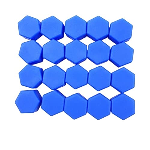 Radschraubenkappen,Radmuttern Kappen 20 stücke 17mm 19mm 21mm Schwarz Auto Radkappen Bolzen Deckeln Muttern Silikon Auto Rad Nabenschutz Schraubkappe Styling Anti Rostabdeckung(17mm Blue) von GBSONGJIN