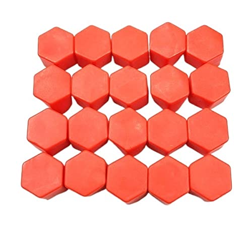 Radschraubenkappen,Radmuttern Kappen 20 stücke 17mm 19mm 21mm Schwarz Auto Radkappen Bolzen Deckeln Muttern Silikon Auto Rad Nabenschutz Schraubkappe Styling Anti Rostabdeckung(17mm Red) von GBSONGJIN