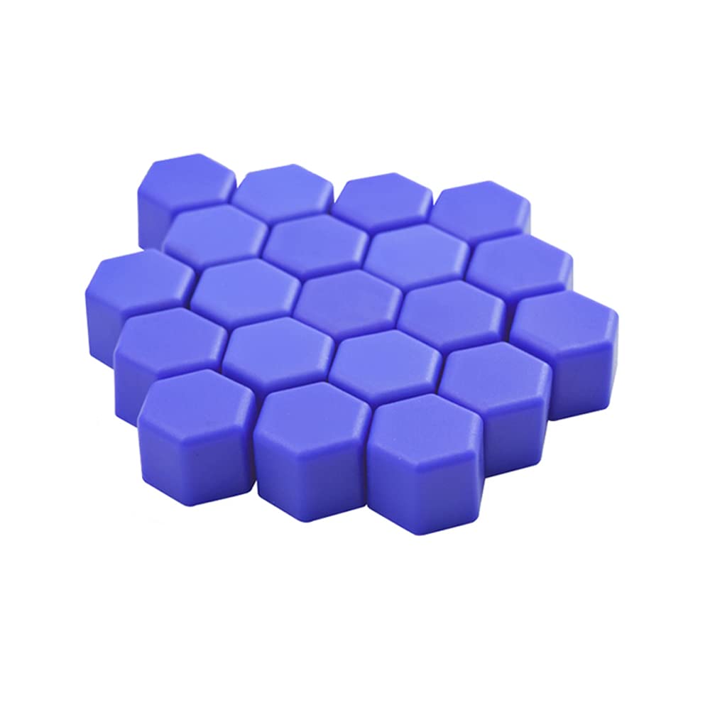 Radschraubenkappen,Radmuttern Kappen 20 stücke 17mm 19mm 21mm Silikon Auto Radmutterkappen Bolzen Abdeckungen Auto Rad Naben Protektoren Schraubkappe Anti Rostabdeckung Zubehör(Blue,21mm) von GBSONGJIN