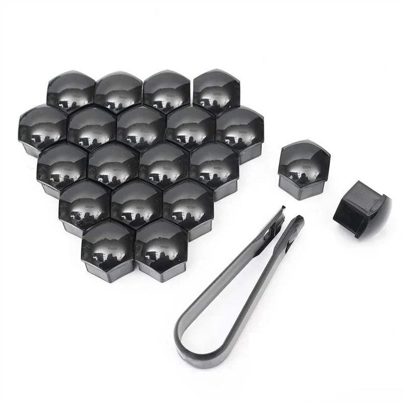 Radschraubenkappen,Radmuttern Kappen 20 stücke Auto Rad Reifen Mutter Kappen Anti-Rost Schutz Abdeckung 17mm 19mm 21mm Auto Hub Mutter Dekoration Kappe Zubehör(20pcs Black 19mm) von GBSONGJIN