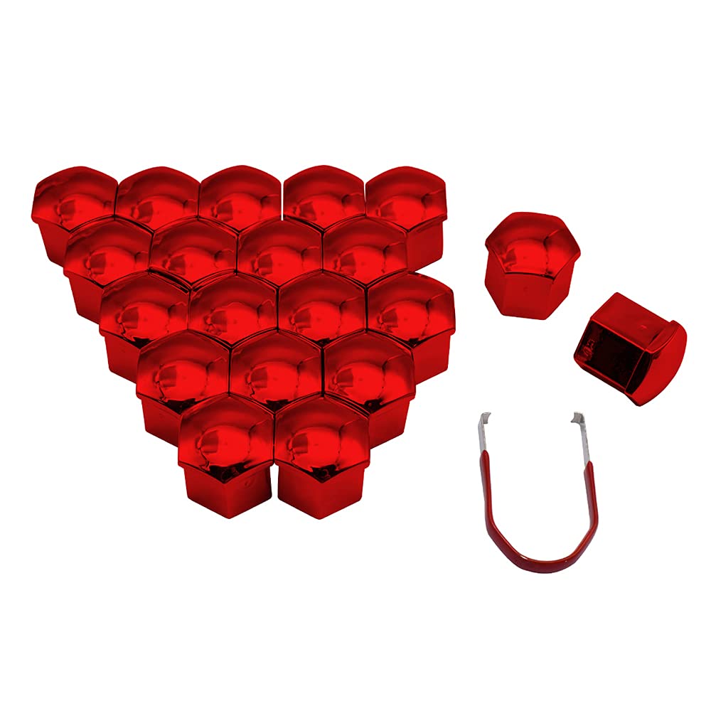 Radschraubenkappen,Radmuttern Kappen 20 stücke Auto Radmutter Mützen Schutzkappen 17mm 19mm 21mm Anti-Rost Auto Nabe Schraube Abdeckung Auto Reifenmutter Bolzen Außen Dekoration(Crimson,21mm) von GBSONGJIN