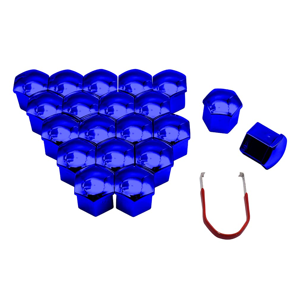 Radschraubenkappen,Radmuttern Kappen 20 stücke Auto Radmutter Mützen Schutzkappen 17mm 19mm 21mm Anti-Rost Auto Nabe Schraube Abdeckung Auto Reifenmutter Bolzen Außen Dekoration(Dark Blue,17mm) von GBSONGJIN