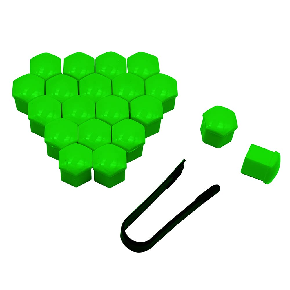 Radschraubenkappen,Radmuttern Kappen 20 stücke Auto Radmutter Mützen Schutzkappen 17mm 19mm 21mm Anti-Rost Auto Nabe Schraube Abdeckung Auto Reifenmutter Bolzen Außen Dekoration(Green,19mm) von GBSONGJIN