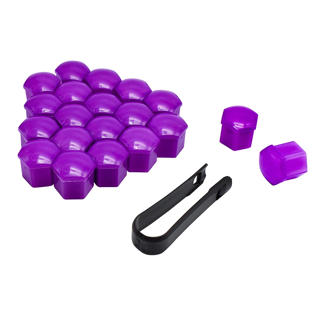 Radschraubenkappen,Radmuttern Kappen 20 stücke Auto Radmutter Mützen Schutzkappen 17mm 19mm 21mm Anti-Rost Auto Nabe Schraube Abdeckung Auto Reifenmutter Bolzen Außen Dekoration(Purple,21mm) von GBSONGJIN