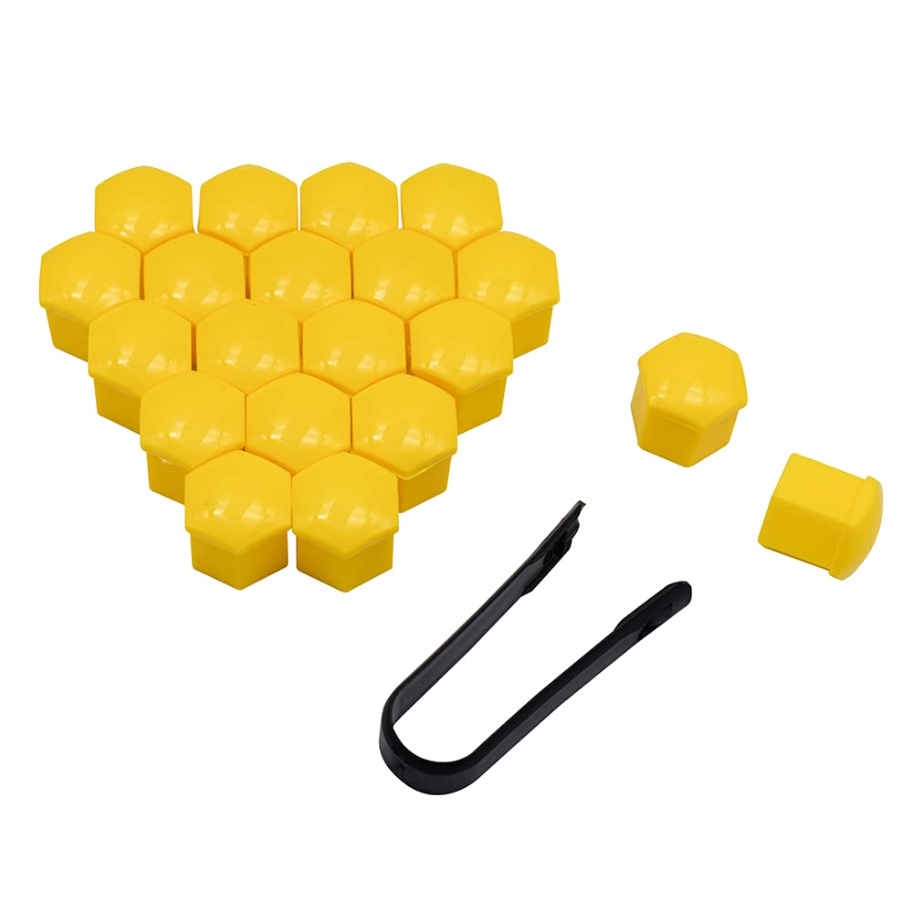 Radschraubenkappen,Radmuttern Kappen 20 stücke Auto Radmutter Mützen Schutzkappen 17mm 19mm 21mm Anti-Rost Auto Nabe Schraube Abdeckung Auto Reifenmutter Bolzen Außen Dekoration(Yellow,21mm) von GBSONGJIN
