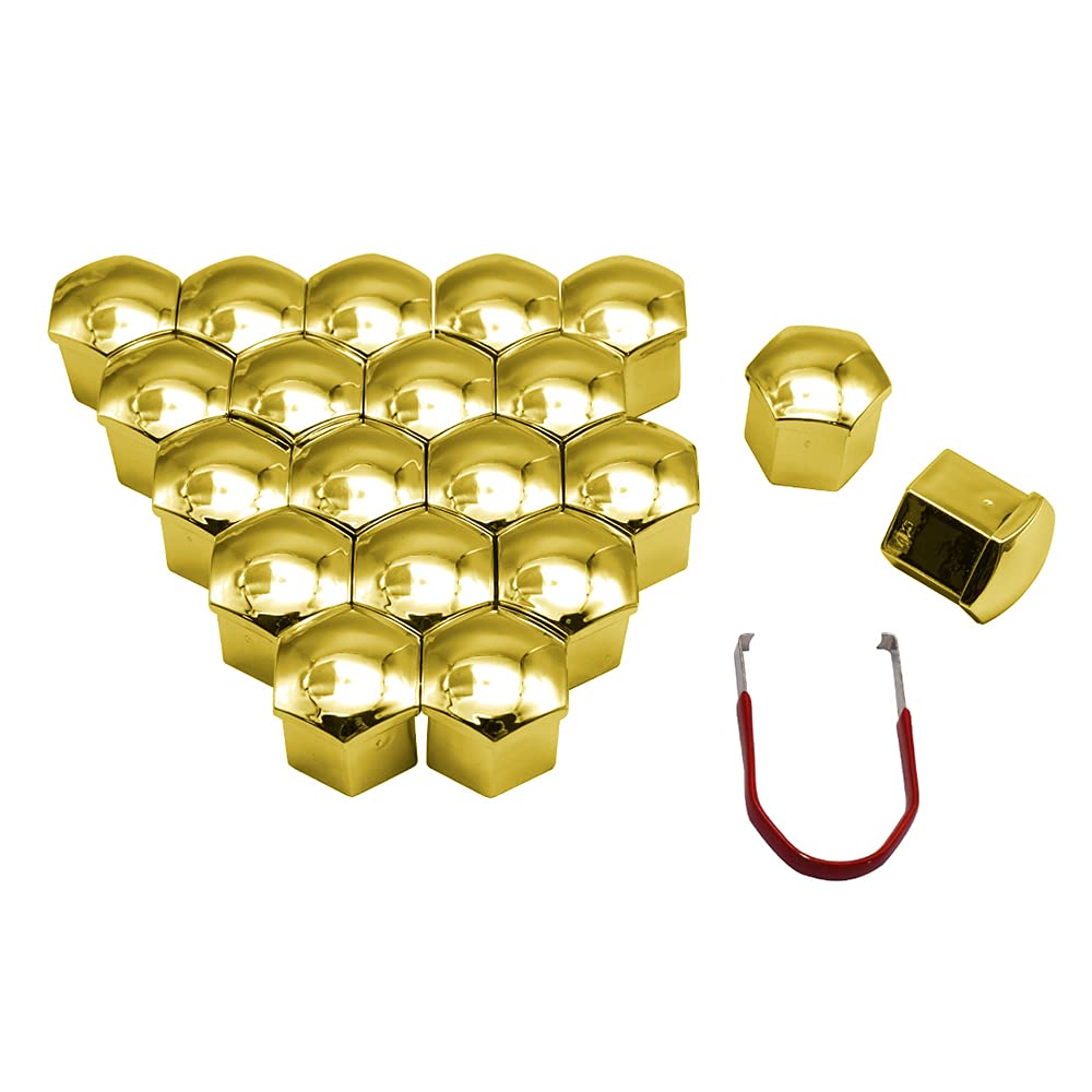 Radschraubenkappen,Radmuttern Kappen 20x Auto Reifen Radmutterkappe 17 19 21mm Auto Hub Schraube Abdeckung Gebrauch for Ford Buick Mazda Hyundai Chevrolet Kia Außendekoration.(Gold,21mm) von GBSONGJIN