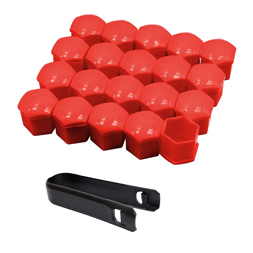 Radschraubenkappen,Radmuttern Kappen 20x Auto Reifen Radmutterkappe 17 19 21mm Auto Hub Schraube Abdeckung Gebrauch for Ford Buick Mazda Hyundai Chevrolet Kia Außendekoration.(Red,19mm) von GBSONGJIN