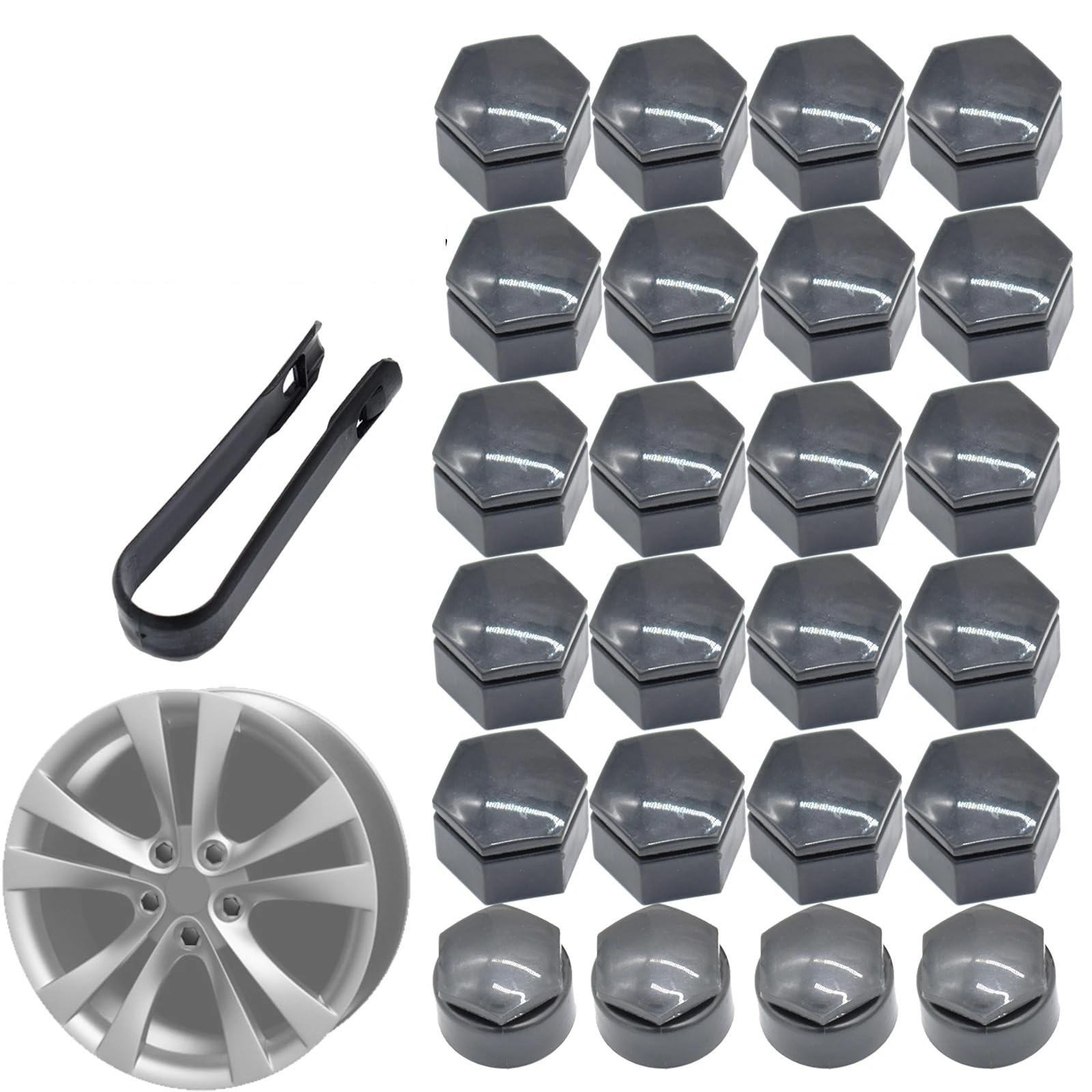 Radschraubenkappen,Radmuttern Kappen 24 Stück graue Radnabenmuttern, Reifenschrauben, Schraubkappen, Staubschutz, wasserdicht, mit Werkzeug, 22 mm, passend for Opel Vauxhall Holden Insignia 2010–17 Radschraubenkappen,Radmuttern Kappen 24 Stück graue Radnabenmuttern, Reifenschrauben, Schraubkappen, Staubschutz, wasserdicht, mit Werkzeug, 22 mm, passend for Opel Vauxhall Holden Insignia 2010–17 von GBSONGJIN