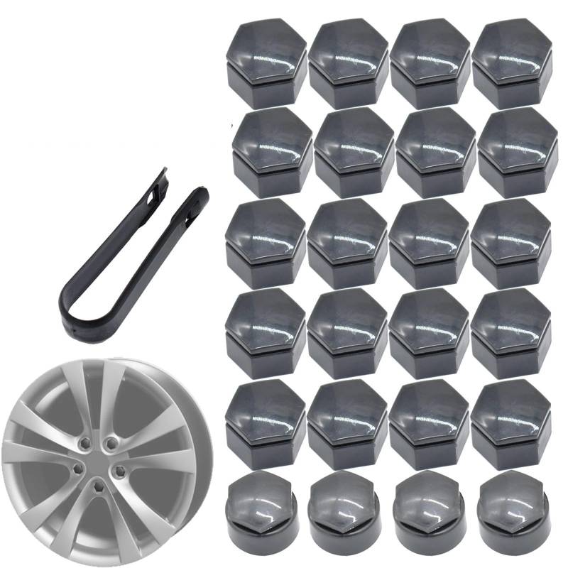 Radschraubenkappen,Radmuttern Kappen 24 Stück graue Radnabenmuttern, Reifenschrauben, Schraubkappen, Staubschutz, wasserdicht, mit Werkzeug, 22 mm, passend for Opel Vauxhall Holden Insignia 2010–17 von GBSONGJIN
