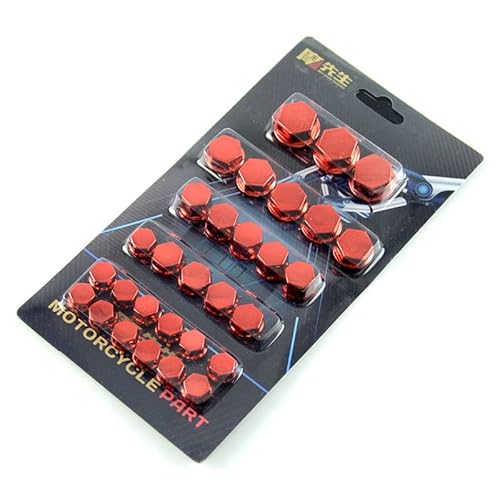 Radschraubenkappen,Radmuttern Kappen 30 teile/satz Motorrad Modifikation Zubehör Kopfschraube Abdeckung Dekorative Teile Muttern Styling Cover(Red) von GBSONGJIN