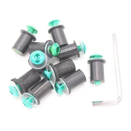 Radschraubenkappen,Radmuttern Kappen Universal 10 stücke 5mm Aluminium Motorradschraube Kit Motorrad Windschutzscheiben Windschutzscheibenschrauben Schrauben Nut Fastener(Green) von GBSONGJIN