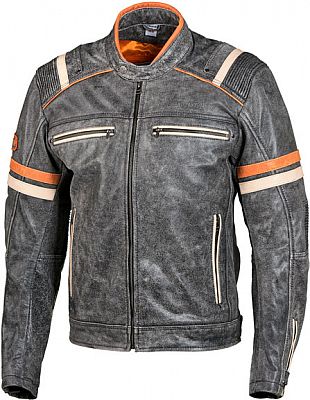 GC Bikewear Orion, Lederjacke - Dunkelgrau/Orange/Beige - 48 von GC Bikewear