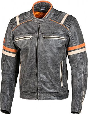 GC Bikewear Orion, Lederjacke - Dunkelgrau/Orange/Beige - 60 von GC Bikewear