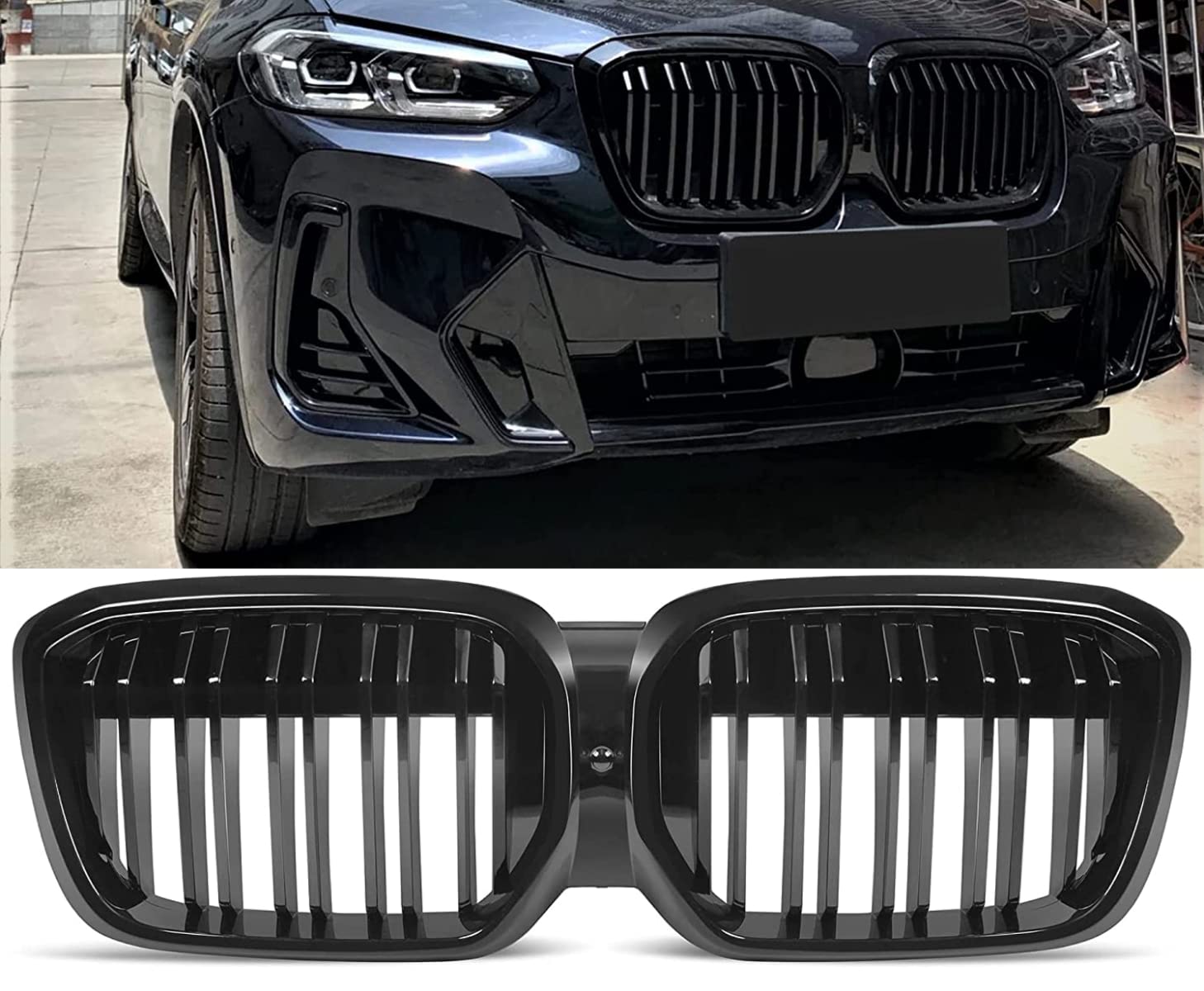 GCP PASST FÜR BMW iX3 G08 LCI SPORT KÜHLERGRILL DOPPELSTEG GRILL GLANZ SCHWARZ von GCP